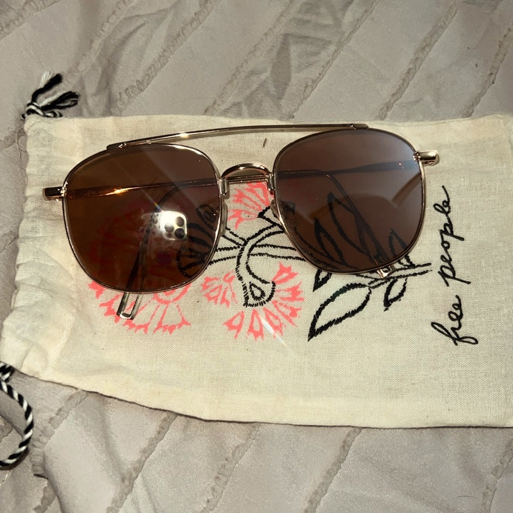 Free People Gold and Brown Sunglasses